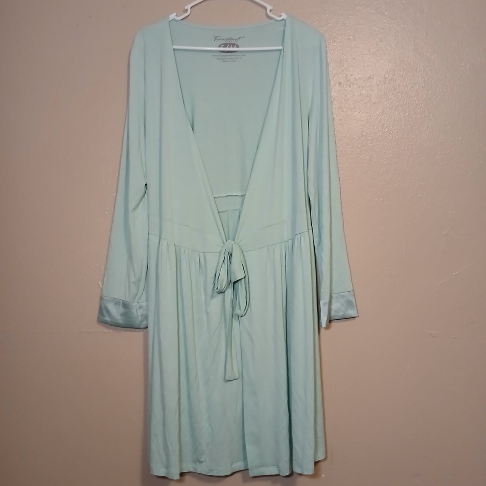 Faceplant Dreams Robe Medium Bamboo Tie Waist Pockets Comfort Lounge